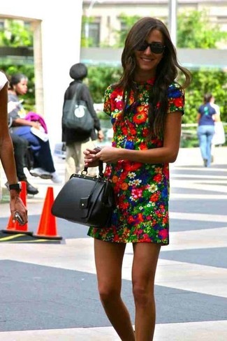 Multi colored Floral Shift Dress Outfits: 
