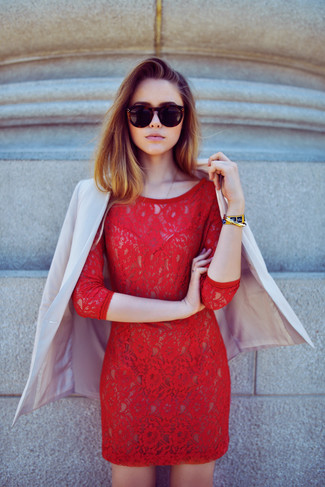 Red Lace Bodycon Dress Outfits: 
