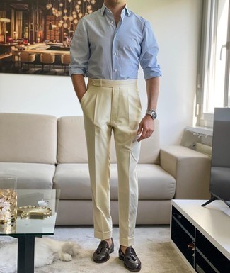 Beige Dress Pants Outfits For Men: 