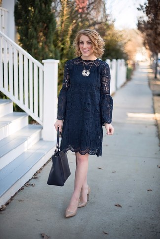 Black Crochet Shift Dress Outfits: 