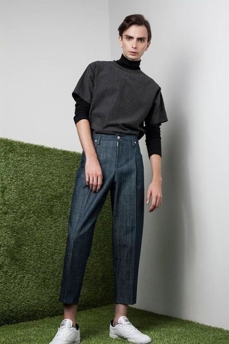Zip Detail Cropped Trousers