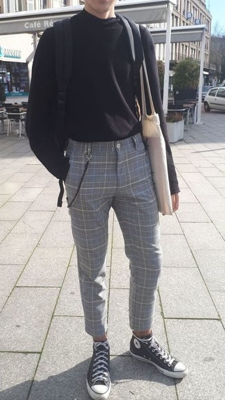 Grey Martin Checked Wool Suit Trousers