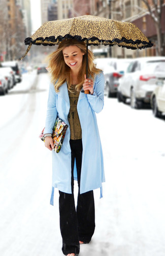 Light Blue Trenchcoat Outfits For Women: 