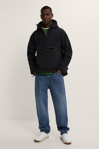 Mint Sweatshirt Outfits For Men: For an outfit that provides function and style, choose a mint sweatshirt and blue jeans. Why not throw in white athletic shoes for a sense of stylish effortlessness?