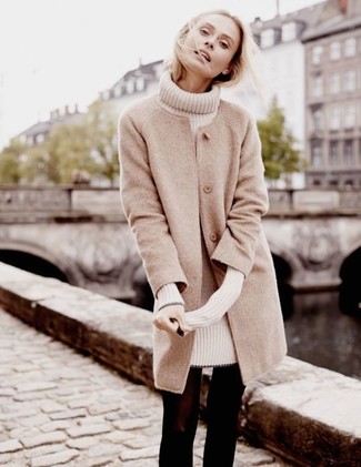 Beige Sweater Dress Outfits: 
