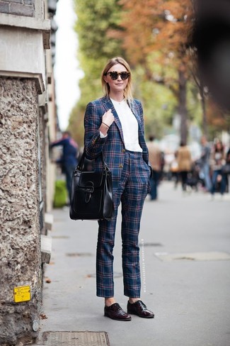 Navy Plaid Dress Pants Outfits For Women (2 ideas & outfits)