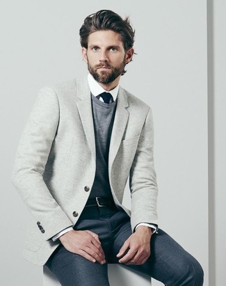 Grey Wool Suit Trousers