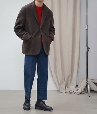 Jacket Dkbrown Wool Blend Blazer 44r
