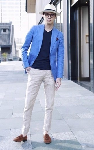 Premium Cobalt Blue Skinny Fit Tuxedo Jacket