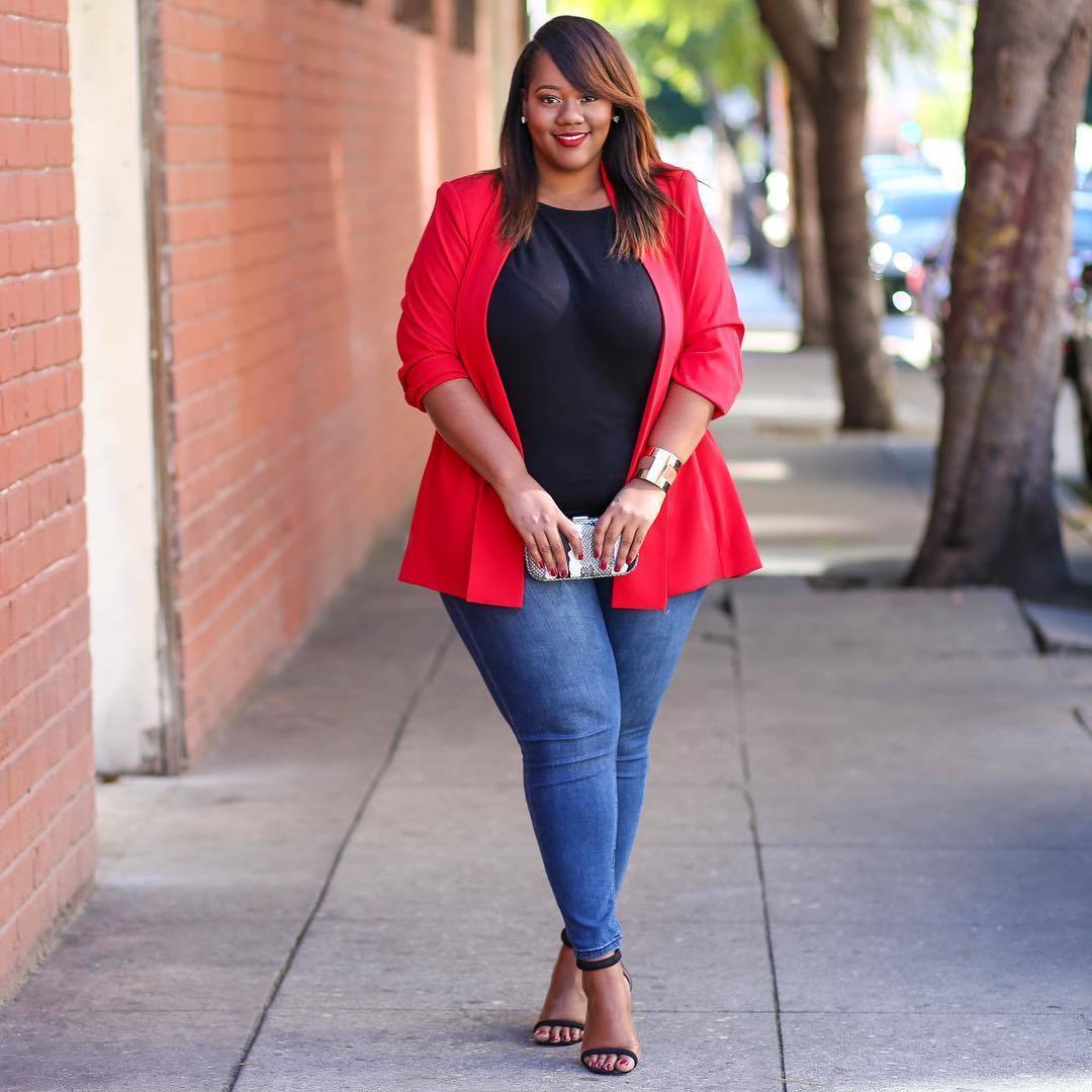 Women's Red Plus-Size Jeans
