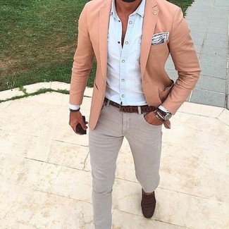 Pink Blazer with Denim Shirt Smart Casual Outfits For Men (2 ideas ...