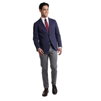 Burgundy Polka Dot Tie Outfits For Men: You'll be amazed at how extremely easy it is to pull together this polished ensemble. Just a navy blazer paired with a burgundy polka dot tie. Go ahead and add a pair of black leather desert boots for a more laid-back aesthetic.