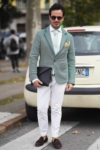 Super Skinny Blazer With Waffle Texture In Mint Green