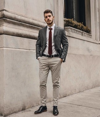 Striped Two Piece Suit Grey