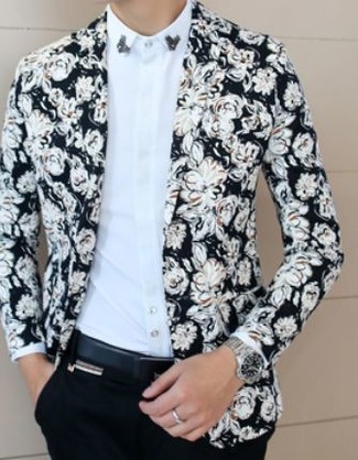 Floral Detail Single Breasted Blazer