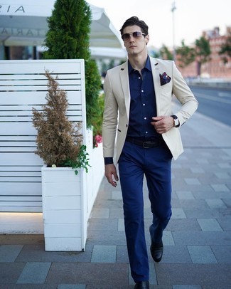montering Invitere sandsynligt Beige Blazer with Navy Dress Pants Outfits For Men (120 ideas & outfits) |  Lookastic
