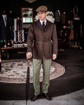 Skinny Suit Trousers In Forest Green Windowpane Check