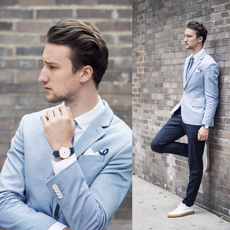How To Wear a Light Blue Blazer With a White Dress | Men's Fashion
