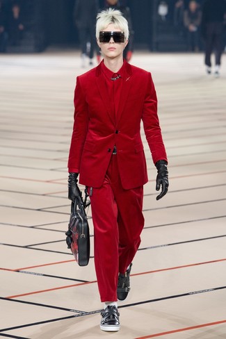 Red Contrast Stitch Trousers