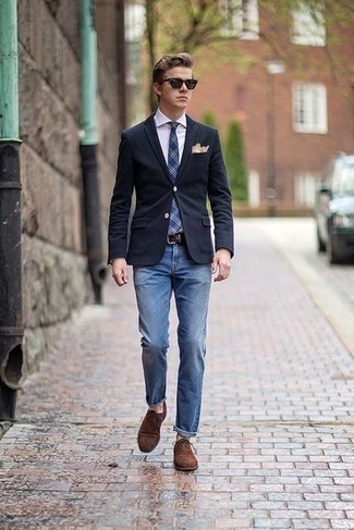 Goat exaggerate bribe Blue Jeans with Brown Oxford Shoes Outfits (94 ideas & outfits) | Lookastic