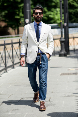 White Blazer with Brown Shoes Outfits For Men (143 ideas & outfits ...