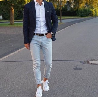 smart casual with white sneakers