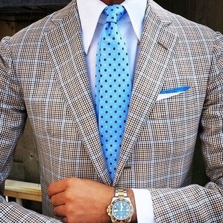 Double Lapel Houndstooth Check Wool Blazer