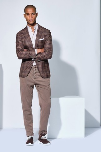 Jacket Brown Plaid Sportcoat With Elbow Patches