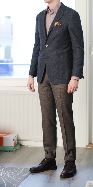 Flat Front Check Wool Trousers