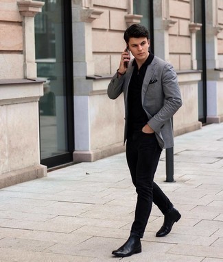 Black Jeans with Polo Outfits For Men: If you're on a mission for a casual yet dapper getup, consider teaming a polo with black jeans. Get a little creative when it comes to shoes and smarten up your look by wearing a pair of black leather chelsea boots.