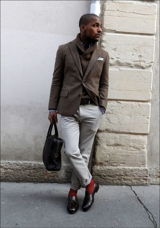 Grey Chinos with Brown Blazer Outfits (51 ideas & outfits) | Lookastic