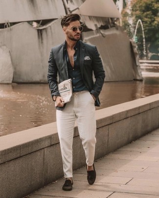 Tailored Striped Single Breasted Blazer