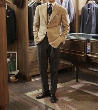 Tall Oversized Suit Jacket In Brown Window Pane Check