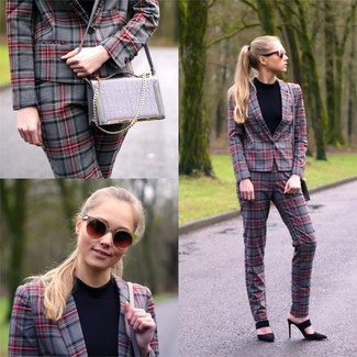 Millie Prince Of Wales Check Wool And Mohair Blend Straight Leg Pants
