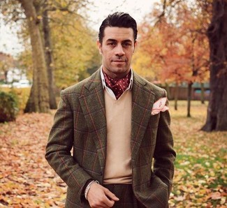 Prince Of Wales Pattern Single Breasted Wool Blazer