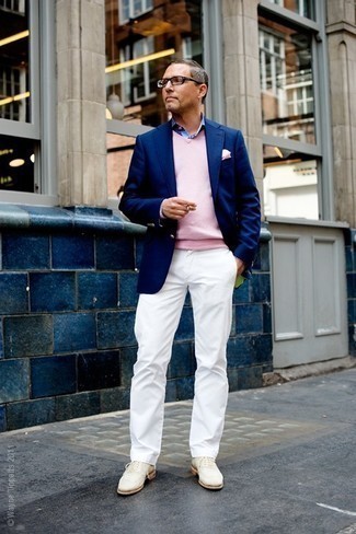 Pants blazer with white navy blue How to