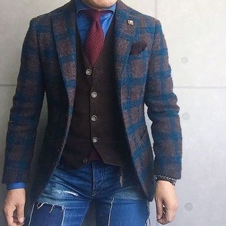 New York Classic Fit Check Wool Sport Coat