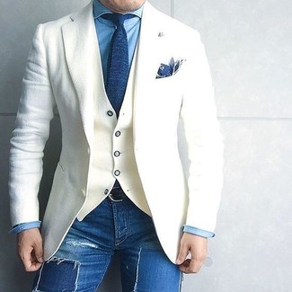 Wool Two Button Sport Coat Ivory
