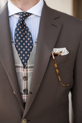 Suit Vest In Glen Plaid Italian Wool Linen