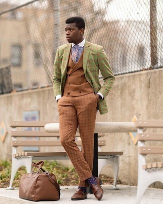 Brown Wool Waistcoat Outfits: Make a brown wool waistcoat and tobacco dress pants your outfit choice if you're going for a neat, classic ensemble. To give your ensemble a more laid-back spin, why not introduce a pair of brown fringe leather loafers to this outfit?