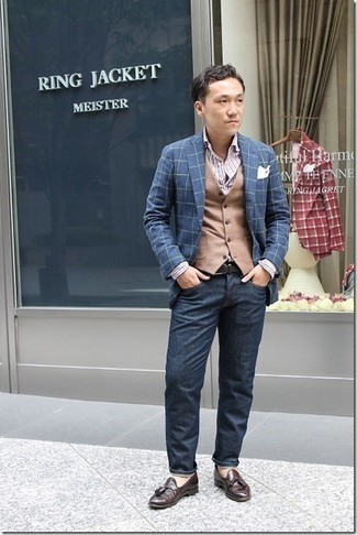 Check Two Button Sport Coat Blue