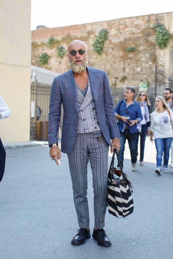 Salvatore Ferragamo Men Check suit in wool Blue
