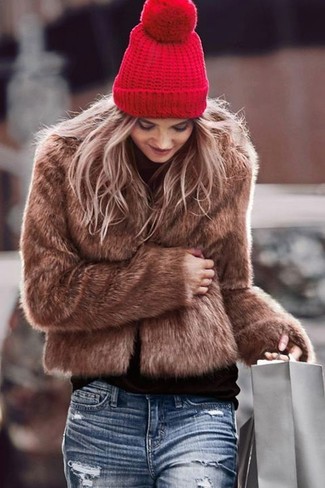 Red Beanie Fall Outfits For Women: 