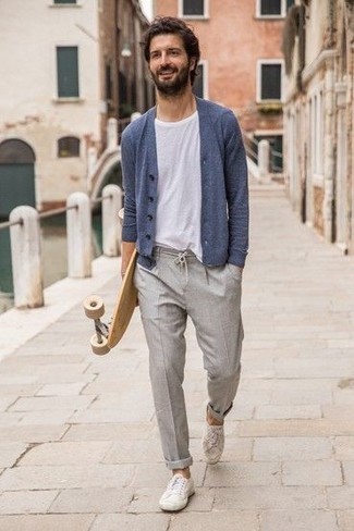 Gray Polyester Trousers