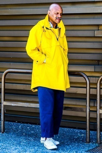 Yellow Raincoat Outfits For Men: 