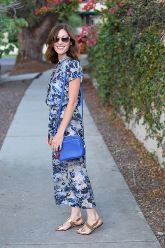 Blue Floral Midi Dress Outfits: 