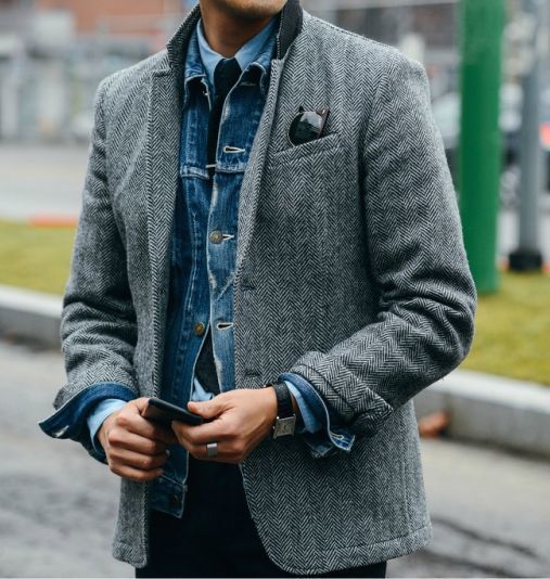 herringbone denim jacket