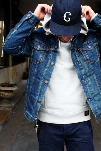 Cotton Denim Cliff Jean Jacket In Second Hand Used Blue
