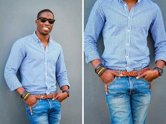 Ooohcotton Tech Print Button Up Shirt In Classic Blue At Nordstrom