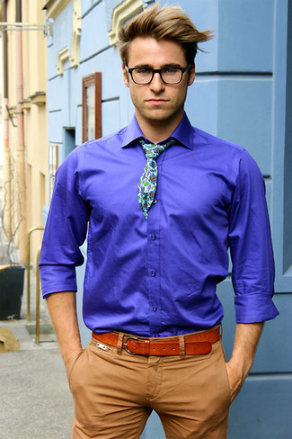 Floral Print Tie With Matching Pocket Square